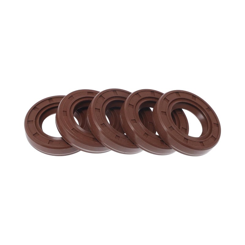 HEROFFIX Universal Oil Seal TC Double Lip W Steel Spring Seal Ring Rotary Shaft Seal 20x35x7mm High Pressure FKM Rubber Brown 5 Pcs - Image 1